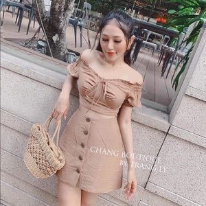 Cute brown set crop top + skirt